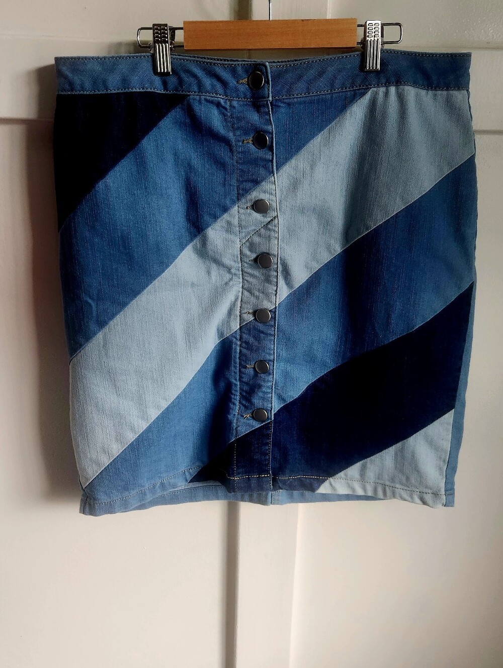 C 'est 1946 Denim Colorblock Skirt Size 14